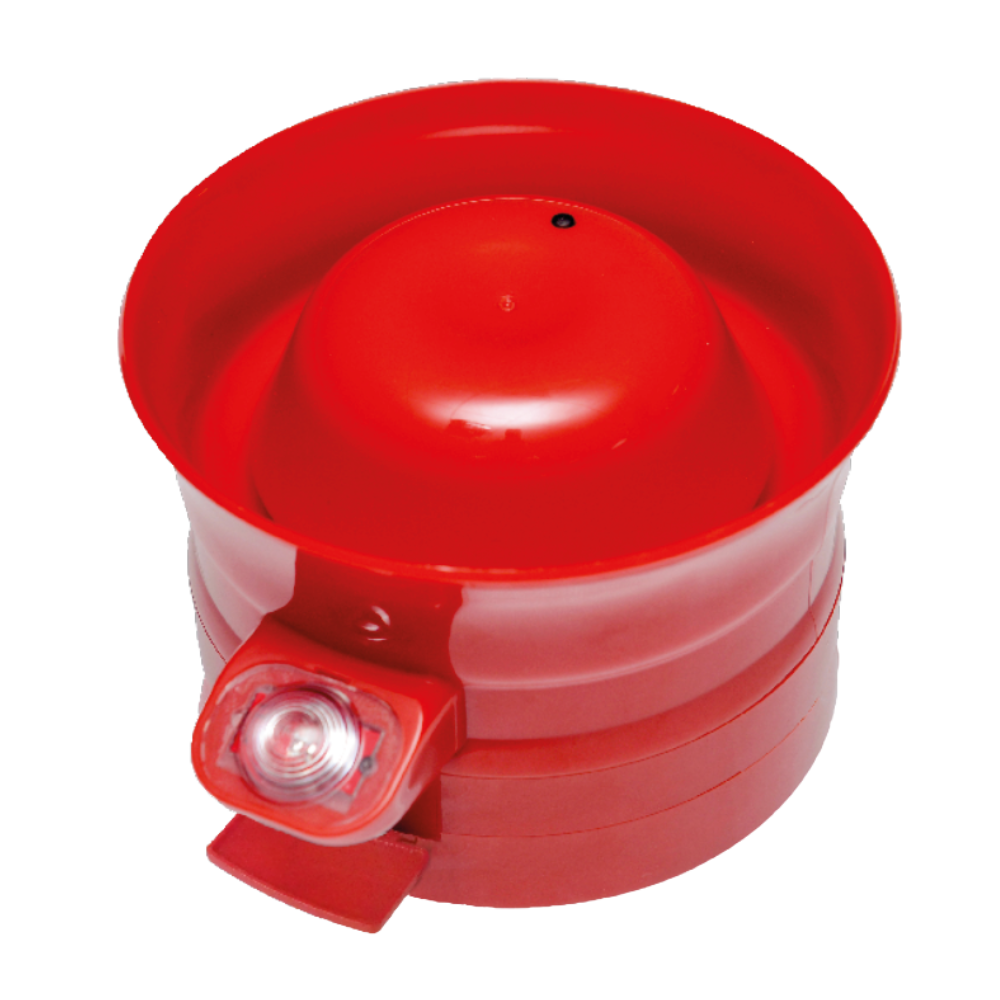 Soteria wandsirene/flits combinatie, rode behuizing met rode flits