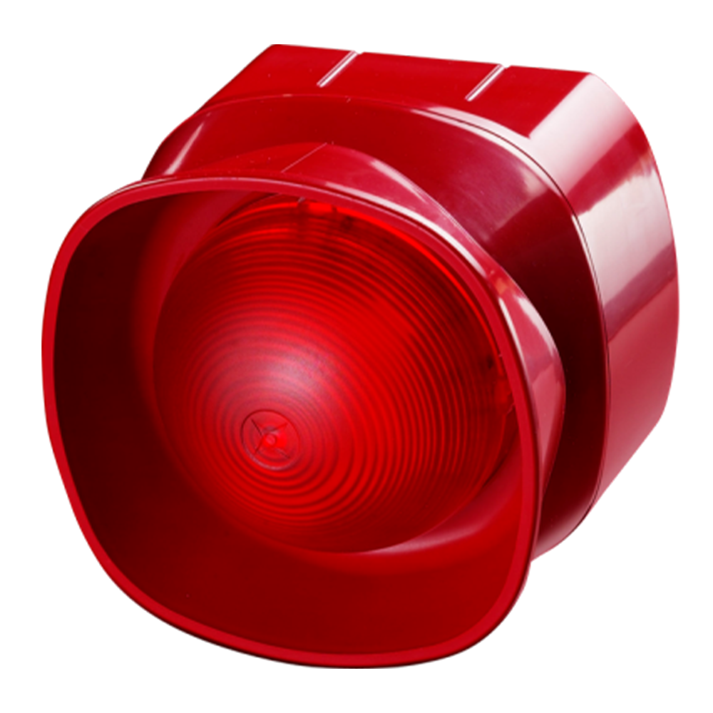 Multitone open-area sirene flitser (optisch/akoestisch), rood