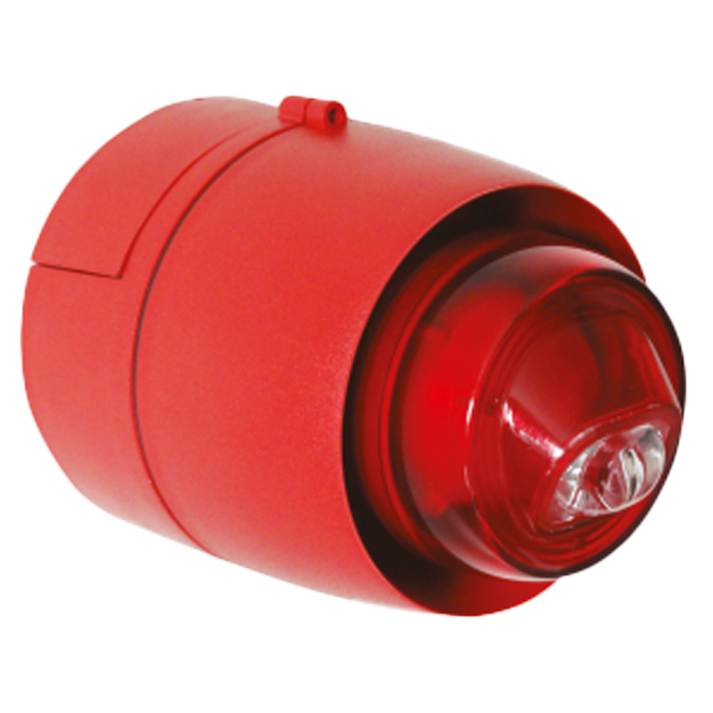 Gecombineerde conv. sirene flitslicht VTB,  rode behuizing, EN54-23