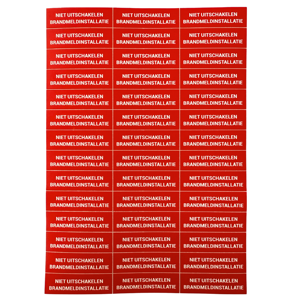 Attentiestickers ‘NIET UITSCHAKELEN ONTRUIMINGSALARMINSTALLATIE’ 42st